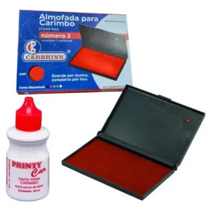 Almofada para Carimbo Nº 3 Vermelha Carbrink – Entintadeira para Carimbos de Escritório, Expedição e Cartório – Unidade
