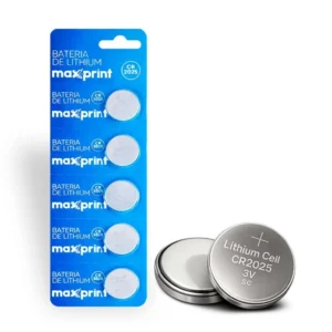 Bateria Botão de Lítio CR2025 3V Maxprint – Bateria Moeda Fina para Controle Remoto, Calculadora e Alarme – Unidade