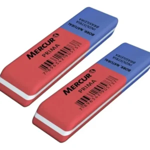 Borracha Bicolor Duas Cores para Caneta e Lápis – Borracha Escolar e Escritório Azul e Vermelha – Unidade