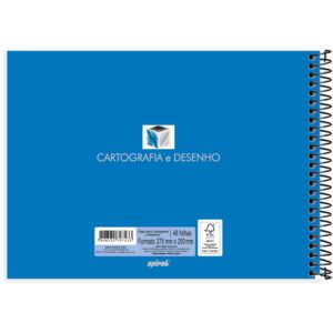 Caderno de Desenho e Cartografia Universitário Espiral Capa Dura 48 Folhas – Caderno de Artes sem Pauta – Unidade