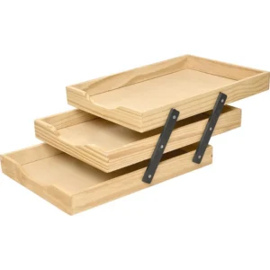 Caixa de Correspondência Madeira Pinho Nº 03 – Bandeja Organizadora de Mesa em Madeira Pinus para Papel A4 e Ofício – Unidade