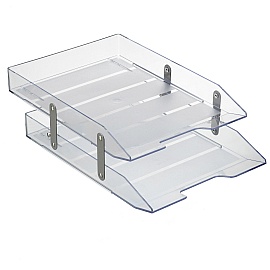 Caixa para Correspondência Dupla Articulada Cristal Acrimet – Bandeja Organizadora de Mesa para Documentos e Papel A4 Ofício – Unidade Caixa para Correspondência Dupla Articulada Cristal Acrimet – Unidade - Imagem 1