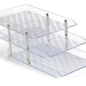 Caixa para Correspondência Tripla Articulada Cristal Acrimet – Bandeja Organizadora 3 Níveis para Documentos e Papel A4 Ofício – Unidade