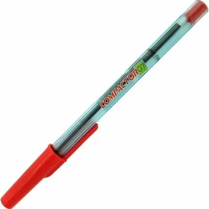 Caneta Esferográfica Compactor 07 Vermelha Ponta Fina 0.7mm – Caneta Escrita Fina para Correção Visto e Caderno – Unidade