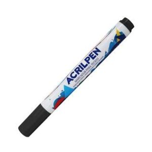Caneta para Tecido Acrilpen Preto Acrilex – Marcador Têxtil Permanente para Contorno, Pintura e Uniforme – Unidade