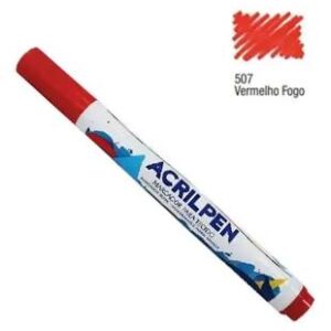 Caneta para Tecido Acrilpen Vermelho Fogo 17379 – Marcador Têxtil Permanente para Pintura e Customização – Unidade
