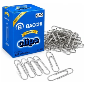 Clips para Papel Galvanizado 6/0 Grande Caixa com 220 Unidades – Clipes de Aço Antiferrugem para Documentos e Contratos