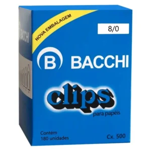 Clips para Papel Galvanizado 8/0 Gigante Caixa com 180 Unidades 500g – Clipes de Aço Extra Grande Antiferrugem para Processos e Calhamaços