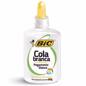 Cola Branca Escolar Líquida BIC 90g Lavável Não Tóxica – Cola PVA para Papel Cartolina e Artesanato – Unidade