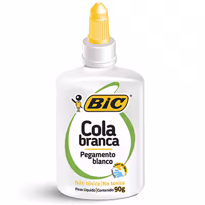 Cola Branca Escolar Líquida BIC 90g Lavável Não Tóxica – Cola PVA para Papel Cartolina e Artesanato – Unidade Cola Branca Escolar Líquida BIC 90g Lavável Não Tóxica – Cola PVA para Papel Cartolina e Artesanato – Unidade