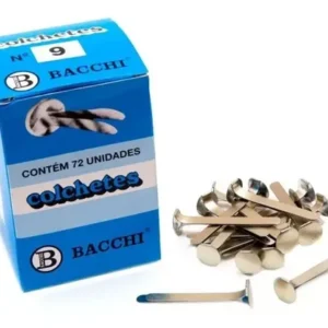 Colchete Latonado N 9 Caixa com 72 Unidades – Grampo Bailarina Metálico 44mm para Pastas Dossiês e Processos Volumosos