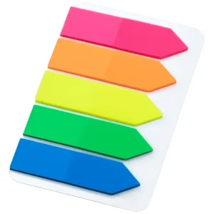 Marcador de Página Adesivo Neon 5 Cores c/ 125 Folhas BRW – Abas Plásticas Reposicionáveis para Indexação – Unidade