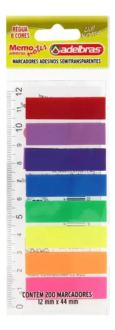 Marcador de Página Adesivo Neon 8 Cores c 200 Folhas Adelbras 96317 – Abas Adesivas com Régua para Indexação e Vade Mecum – Unidade Marcador de Página Adesivo Neon 8 Cores c/ 200 Folhas Adelbras 96317 – Abas Adesivas com Régua para Indexação e Vade Mecum – Unidade