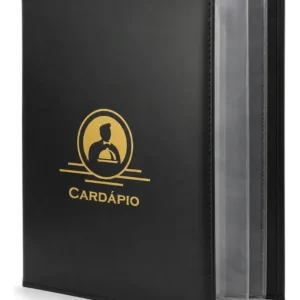 Pasta Porta Cardápio em Couro Sintético 4 Bolsas ACP Ref. 622 A4 – Menu Restaurante Lanchonete e Bar 8 Páginas – Unidade