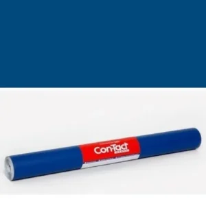 Plástico Adesivo Contact Liso Azul Escuro Opaco 45cm – Papel Autoadesivo Reposicionável para Móveis Encapar e Escolar – Por Metro