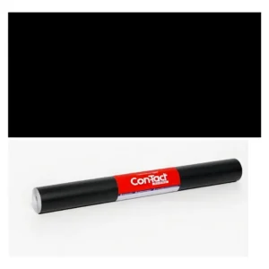 Plástico Adesivo Contact Liso Preto Opaco Fosco 45cm – Papel Autoadesivo Reposicionável para Móveis Lousa e Envelopamento – Por Metro