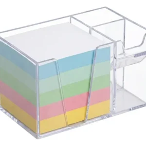 Porta Bloco de Lembretes de Mesa Acrimet Cristal – Organizador de Rascunho e Recados em Acrílico Transparente – Unidade
