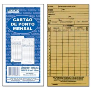 Cartão de Ponto Mensal 86x180mm Palha São Domingos – Pacote com 100 Unidades – Cartão Cartográfico para Relógio de Ponto