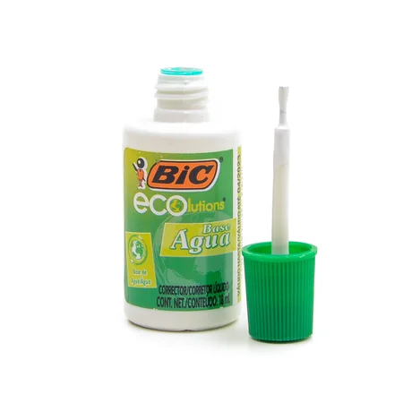 Corretivo Líquido BIC 18ml à Base de Água Ecolutions com Pincel – Unidade Corretivo Líquido BIC 18ml à Base de Água Ecolutions com Pincel – Unidade