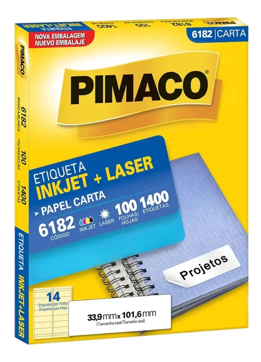 Etiqueta Pimaco CR6182 Carta 33,9x101,6mm Caixa com 100 Folhas (1400 Etiquetas) – Etiqueta Ampla para Pastas AZ, Caixas e Arquivos Etiqueta Pimaco CR6182 Carta 33,9x101,6mm Caixa com 100 Folhas (1400 Etiquetas) – Etiqueta Ampla para Pastas AZ, Caixas e Arquivos