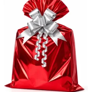 Saco Metalizado para Presente Natal 20x30cm Médio Unidade – Saquinho Natalino Brilhante para Roupas, Canecas e Livros